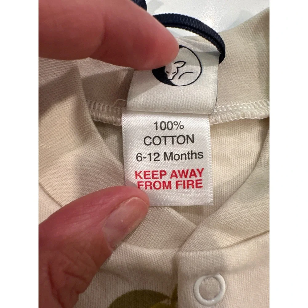 Sleepy Doe Baby Pear Print Footed Sleeper Cream Green 100% Cotton 6-12M NWT